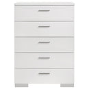 Coaster Furniture Felicity 203505 5-Drawer Bedroom Chest - White High Gloss IMAGE 2