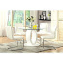 Furniture of America Round Lodia Dining Table with Glass Top and Pedestal Base CM3825WH-RT-TABLE IMAGE 2