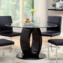 Furniture of America Round Lodia Dining Table with Glass Top and Pedestal Base CM3825BK-RT-TABLE IMAGE 1