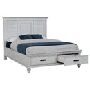 Coaster Furniture Franco 205330KE Wood Eastern King Storage Panel Bed - Distressed White IMAGE 2