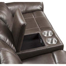 Calgary Furniture Emporium Lydia Reclining Leather Air Loveseat with Console LV00655 IMAGE 6