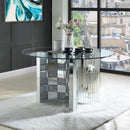 Calgary Furniture Emporium Noralie Dining Table with Glass Top and Pedestal Base DN00718 IMAGE 1