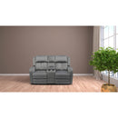 Calgary Furniture Emporium Reclining Fabric Loveseat with Console 7712 L GR IMAGE 2