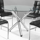 Calgary Furniture Emporium Round Weston Dining Table with Glass Top and Pedestal Base Dt-811 IMAGE 1