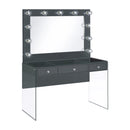 Coaster Furniture Afshan 935923 3-Drawer Vanity Set with Lighting - Grey High Gloss IMAGE 1