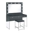 Coaster Furniture Afshan 935923 3-Drawer Vanity Set with Lighting - Grey High Gloss IMAGE 3