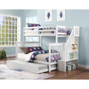 IFDC B-1852 Twin/Full Bunk Bed with Single-Size Pull-Out Trundle - White IMAGE 1