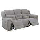 Coaster Furniture Gilson 602551 Chenille Upholstered Reclining Sofa - Grey IMAGE 1