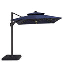 Furniture of America Xico LA-A030TL+BASE 8 Ft Square Umbrella w/ Double Top w/ LED Light + 37" Large Base IMAGE 1