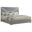 Coaster Furniture Ives 224971KE Eastern King Panel Bed LED Headboard - Grey High Gloss IMAGE 2