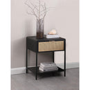 Coaster Furniture Amherst 930235 1-Drawer Radio Weave Cane Metal Bedside Table - Black IMAGE 8