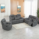 KINGSTON- GREY - LEATHER 3PC SET