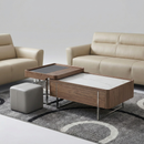 THE SAGE - BROWN & SINTERED STONE TOP COFFEE TABLE
