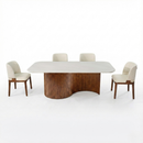 WAVE - WOODEN - MARBLE + 6 CHAIRS